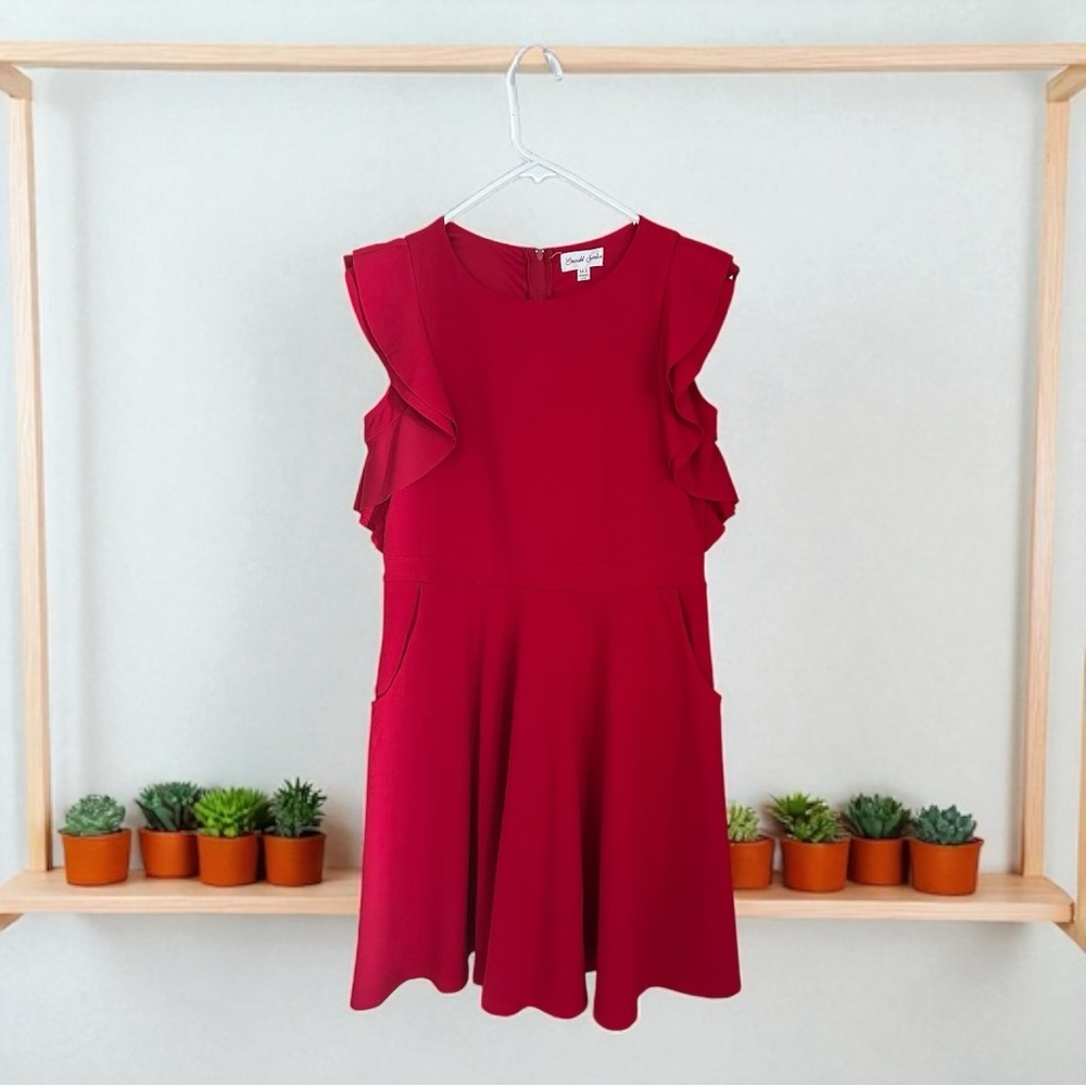 Emerald Sundae Burgundy Ruffle Kids Dress